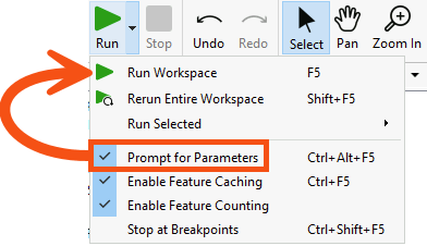 Prompt for Parameters and Run Workspace